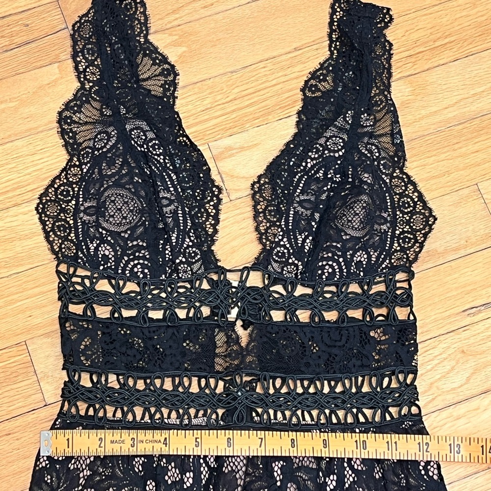 For Love And Lemons Black Lace Cocktail Midi Dress - Picture 10 of 12
